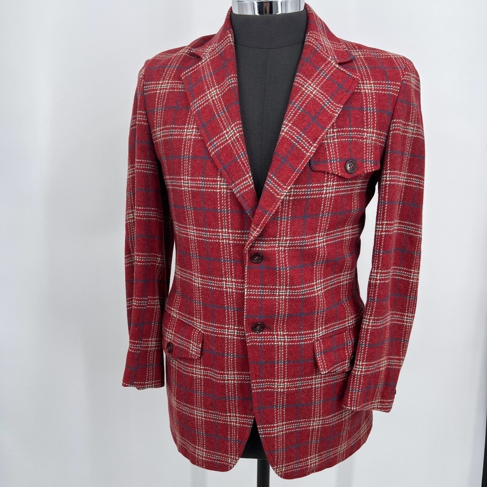 American Vintage Red Plaid Blazer